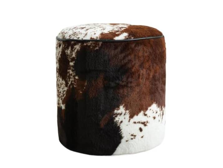 Zymjzbetic Ottoman-Hocker mit runder Fußstütze und Plüsch-Tiermuster For das Wohnzimmer, multifunktionale Akzentsitz-Eingangsbank for die Inneneinrichtung(Color 2)