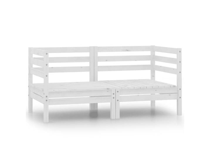 vidaXL Garten-Ecksofas 2 Stk. Weiß Massivholz Kiefer