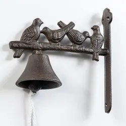 GIARDESSA Traditionelle Gusseisen-Türglocke - mit Vögel, ca. 20 x 20 cm
