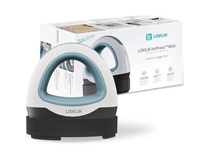 LOKLiK Mini Heat Press Denim Blauw Compacte Warmtepers Opstrijkbaar Textiel Print