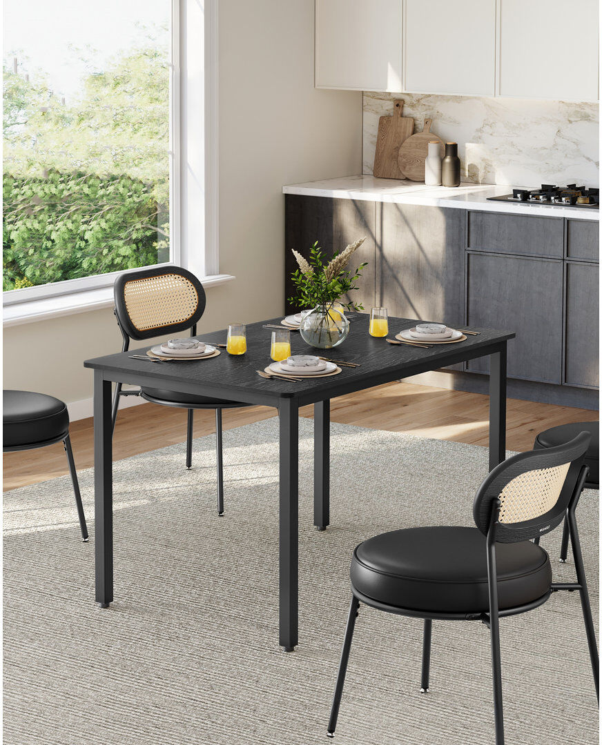 Borough Wharf Adrey Rectangular Dining Table with Steel Base Ebony Black