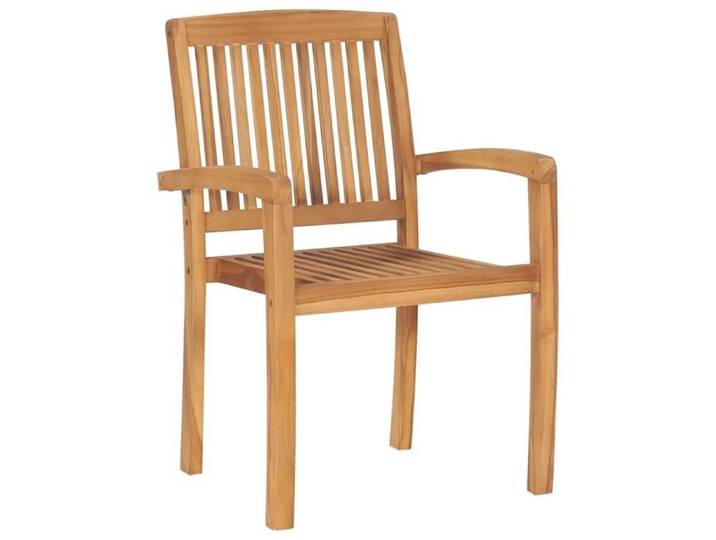 Chaise de jardin empilable - ZERODIS - HB042 - Bois de teck - Résistance aux intempéries - 2 pcs