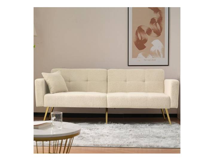 Celya Schlafsofa Schlafsofa mit Bettfunktion, verstellbarem Winkel, goldenen Beinen, mit Kissen und seitlichen Aufbewahrungstaschen