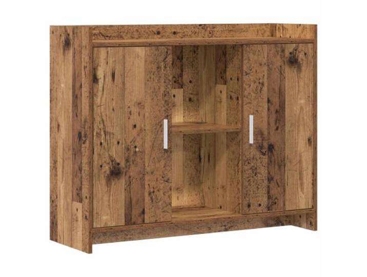 Favemtsl Sideboard Kommode mit 2 Türen, Schrank 98,5x33x80 cm PB Vielseitiger Beistellschrank für Schlafzimmer und Essbereich mit drei stabilen Fächern und griffigen Metallleisten.