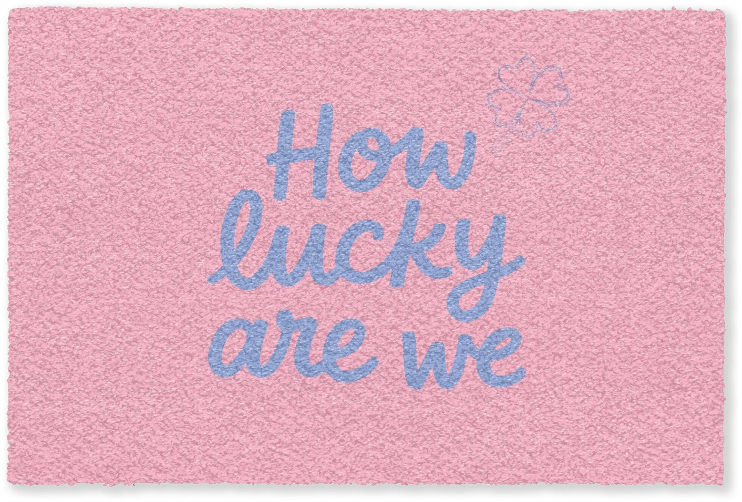 MuchoWow Deurmat How lucky are we - Klavervier - Roze/Blauw - B/D: 60 x 40 cm