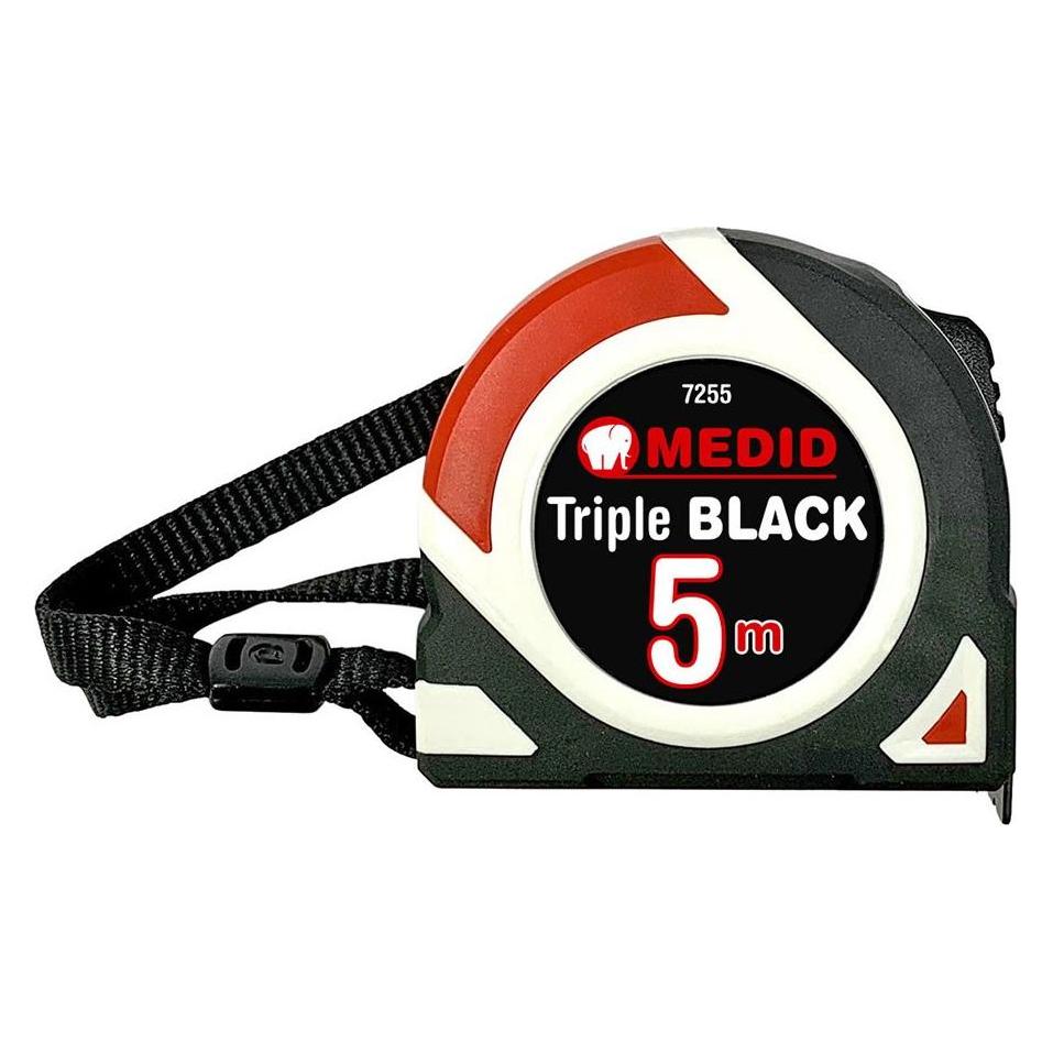 Medid Triple black bi-material tape measure 5 m x 25 mm (5 m) (70409611)