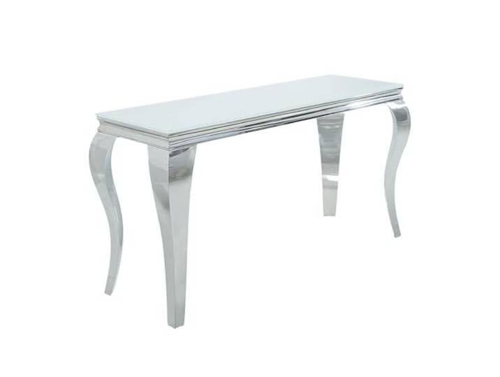 Konsolentisch MODERN BAROCK 145cm - weiß silber - Opalglas - robust hochwertig, 50 kg Belastbarkeit, Edelstahl, ca. 50 kg