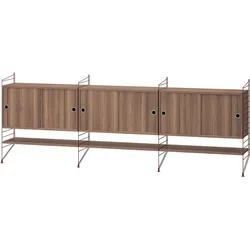Sideboard Kommode mit Regalböden Dunkelrot Walnuss