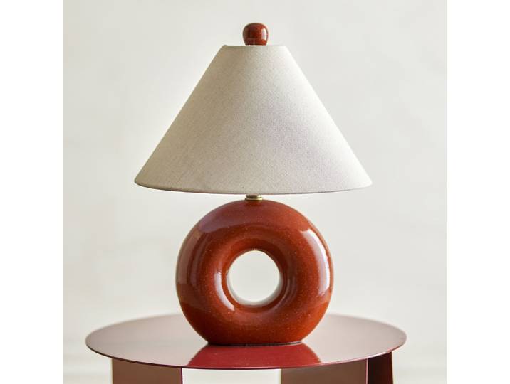Lampe à poser Panja Ø 30cm Rouge Matériau : Céramique E14