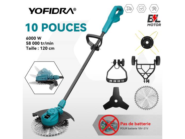 YOFIDRA 10 pouces tondeuse à gazon électrique sans brosse sans fil pliable tondeuse jardin taille outils électriques pour Makita 18V batterie broche