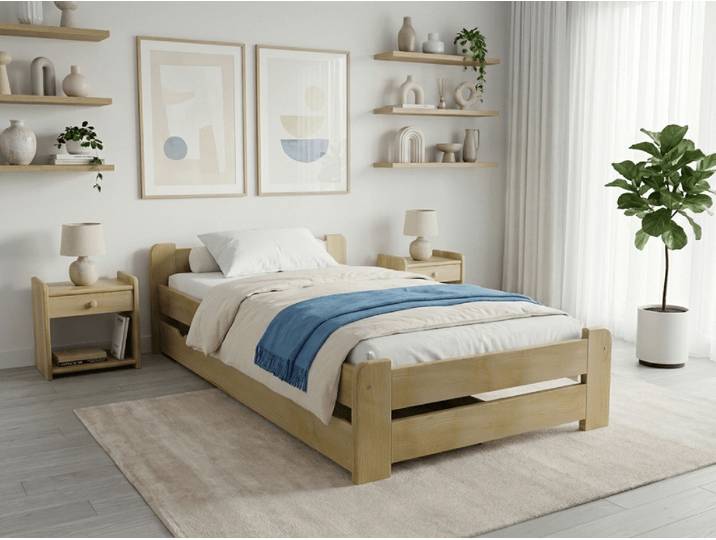Bett Emily 80 x 200 cm, Kiefer Matratze: Matratze Coco Maxi 20 cm, Lattenrost: Mit Lattenrost