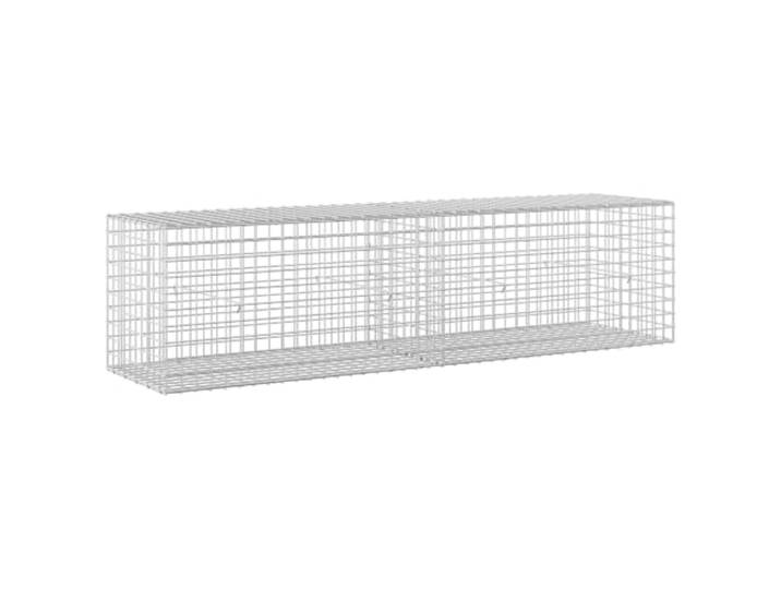Gabion aus verzinktem Stahl, 200 x 50 x 50 cm, Draht, 5 mm, Maschenweite 5 Verzinkter Stahl, 5 mm Draht, Maschenweite 5 x 5 cm, Haken und Clips, Verwendung im Außenbereich, Garten, Terrasse