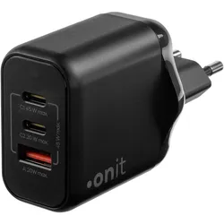2x Onit USB-Wandladegerät Triple 2C1A 45 W GaN Schwarz (45 W, 3 Ports), USB Ladegerät, Schwarz