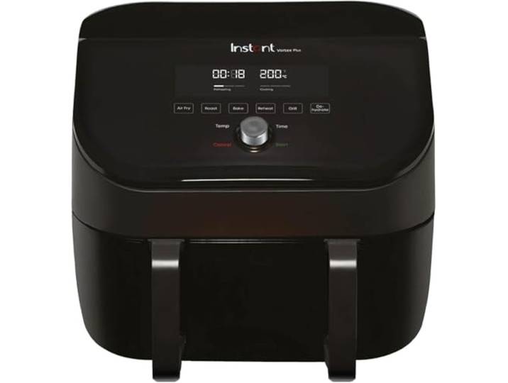 Instant Pot – Versazone Dual Black Heißluftfritteuse – Groß 8,5 l, Familiengröße – Einzelner Doppelkorb mit Trennwand – 8 in 1 – Dörren, Grillen, Backen, Braten, Aufwärmen, Antihaftbeschichtung