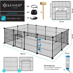 Kesser Freigehege Gittergehege für Kaninchen aus Metallgitter XXL, Gehege