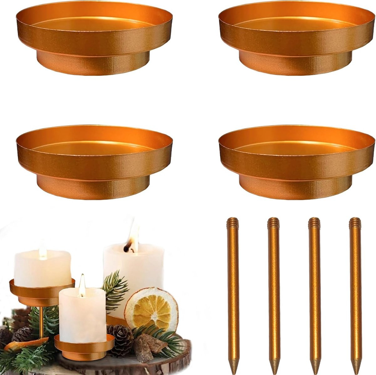 Gouden kandelaar voor adventskrans en kerstdecoratie