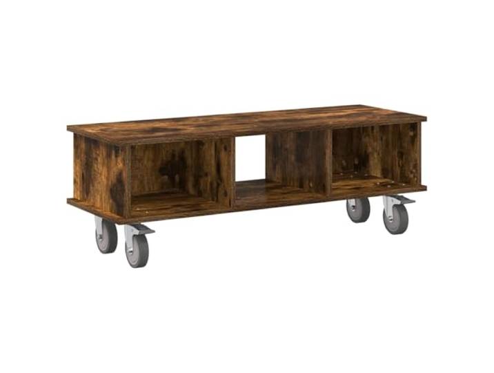 GKHPYURE TV-Ständer Eiche Smoke 100 x 35 x 35 cm Mehrschichtholz Minimalistischer TV-Schrank, Elektronikfächer, Kabelmanagement, dekorative Oberfläche