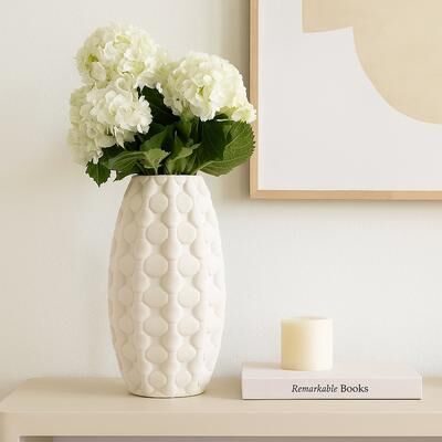 Sagebrook Home Alexander 3D Printed Vase, Ivory/Beige, Bud