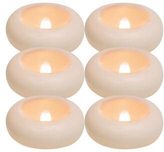 Inspired Living Waterproof Floating LED Candles Flickering Flameless Tea Lights Set For Pool Bath Wedding Decor 6pcs