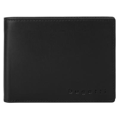 Geldbörse BUGATTI "BUGATTI Herren SUPER SLIM RFID echt Leder", Herren, schwarz, Leder, leicht glänzend, unifarben, Kleinlederwaren, echt Leder