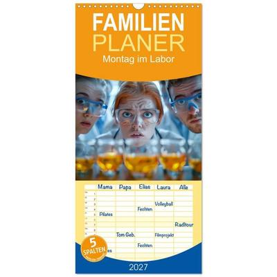 Familienplaner 2027 - Montag im Labor mit 5 Spalten (Wandkalender, 21 x 45 cm) CALVENDO
