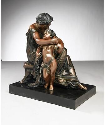 Orchard Creek Designs Ethridge Resin Woman with Child Cherub Figurine, Bronze