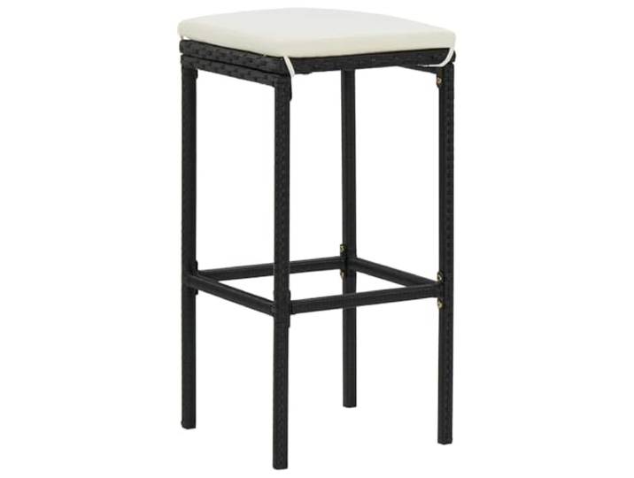 Barhocker, Polyratan, Schwarz, mit Kissen, 3-teilig, Stahlrahmen Polyratan, strapazierfähiger Polyratan, gepolsterter Sitz, waschbar, für den Innen- und Außenbereich, Kapazität 110 kg