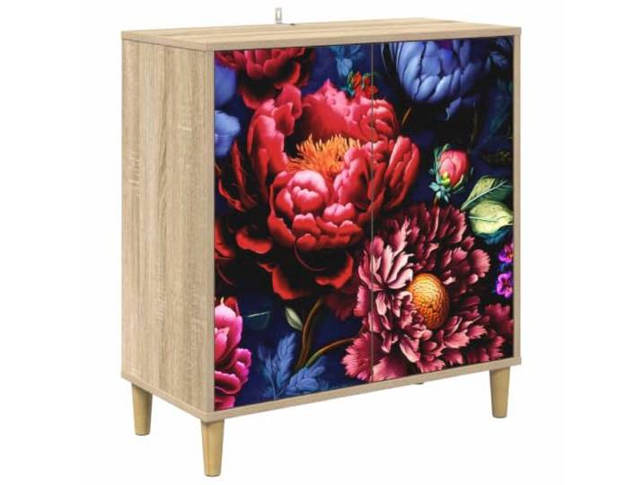 TEKGHUT Sideboard Kiel Sonoma 69 x 33 x 75 cm Holzwerkstoff Modernes Design,dekoratives Muster,erhöhte Füße,mehrere Fächer,pflegeleicht,robuste Struktur