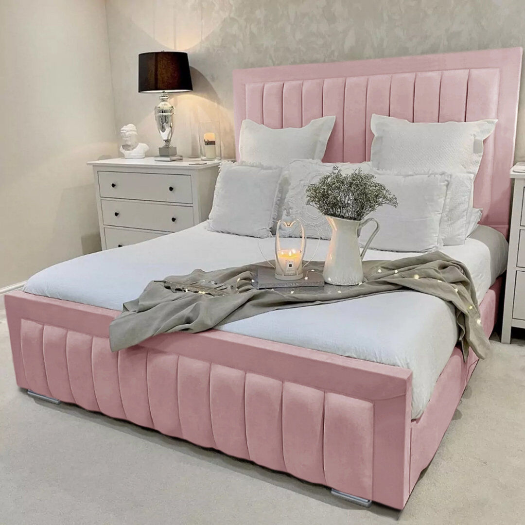 Canora Grey Alondrea Upholstered Panel Bed Pink Single (3')