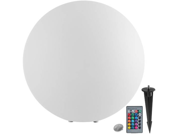 tectake Kugelleuchte Luminous Globe, inklusive Erdspieß, weiß, Weiß, Kunststoff, Rund, E27, 50x50x50 cm, Lampen & Leuchten, Außenbeleuchtung, Außenleuchten