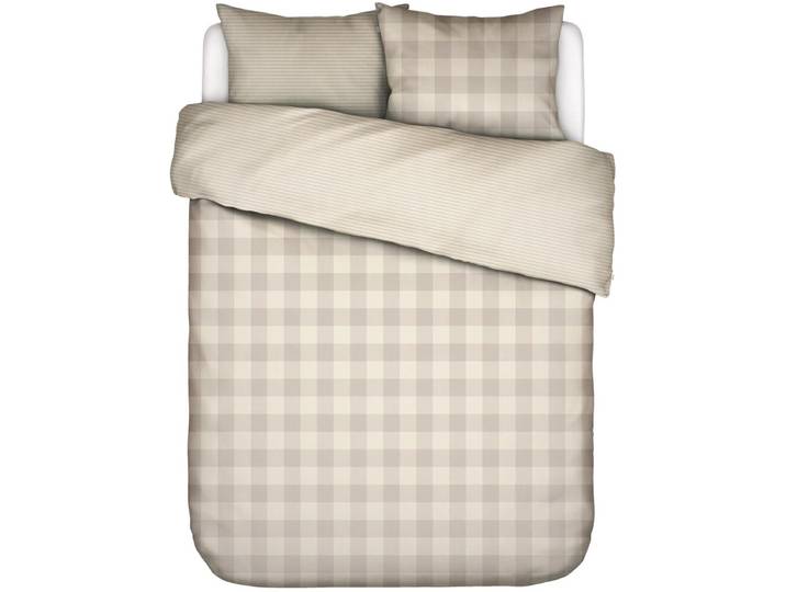 Essenza Chess Dekbedovertrek Katoensatijn Oatmeal - Tweepersoons – 200x200/220 cm
