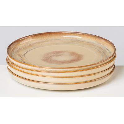 Speiseteller GIPFELSTÜCK "Teller Set, Nebelwald", beige, B:28cm Ø:28cm, Steinzeug, Speiseteller, Speiseteller, Scandi-Style, glänzende Reaktivglasur, jedes Stück ein Unikat