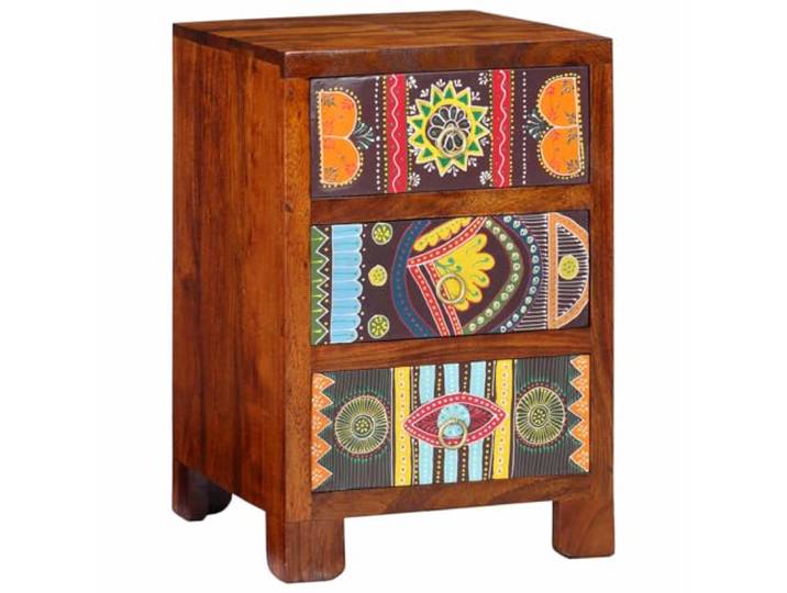 Makastle Nachttisch 40x40x60 cm Massivholz Akazie