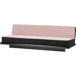 Ono Velvet Sofa 234 cm, rosa-schwarz, schwarze Eiche