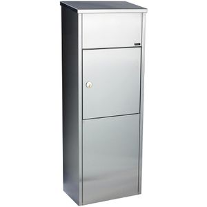 Allux Paketbriefkasten 600 Parcel RS, Edelstahl, 38 x 105 x 23 cm, mit Ruko-Sicherheitsschloss