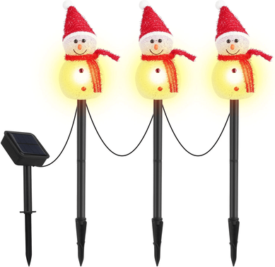 All Categories Goods Christmas Yard Patio LED Lights, Solar Garden Stakes, Snowmen Waterproof Outdoor Decor 1 Pack 9.8ft (3pcs Snowmen)