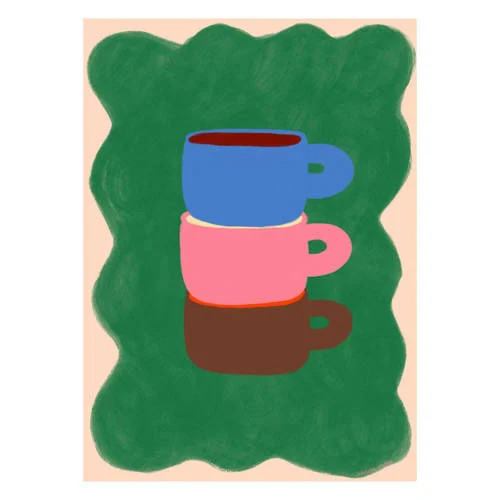 Engberg Studio Poster met Frame - 3 Coffee Cups - 30 x 40 cm