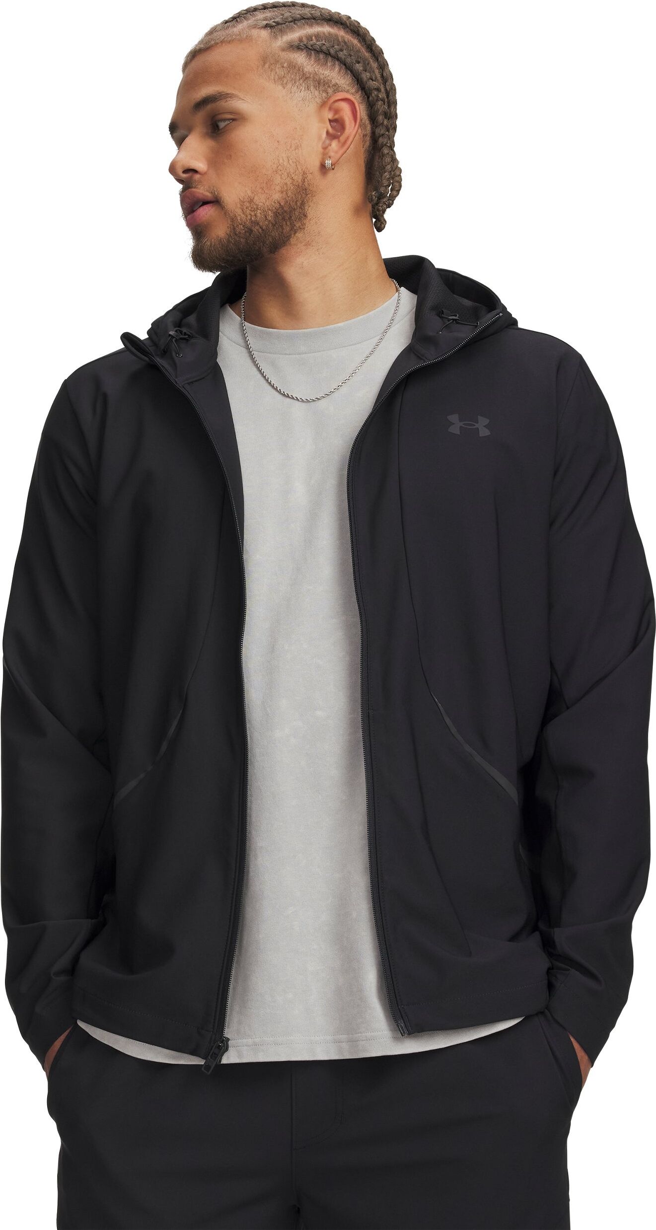 Trainingsjacke UNDER ARMOUR "UA UNSTOPPABLE WOVEN JACKET", Herren, Gr. M, schwarz,, schwarz, Obermaterial: 90% Polyester, 10% Elasthan, normal, Jacken Trainingsjacke, wasserabweisend, mit UA Storm Technologie, aus Polyester und Elasthan schwarz,, schwarz 