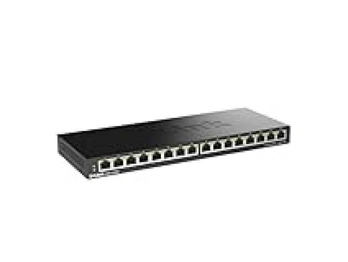 D-Link DGS-1016S Switch non administrable 16 ports Gigabit sans ventilateur à profil bas idéal sur bureau ou au mur - QoS 802.1p