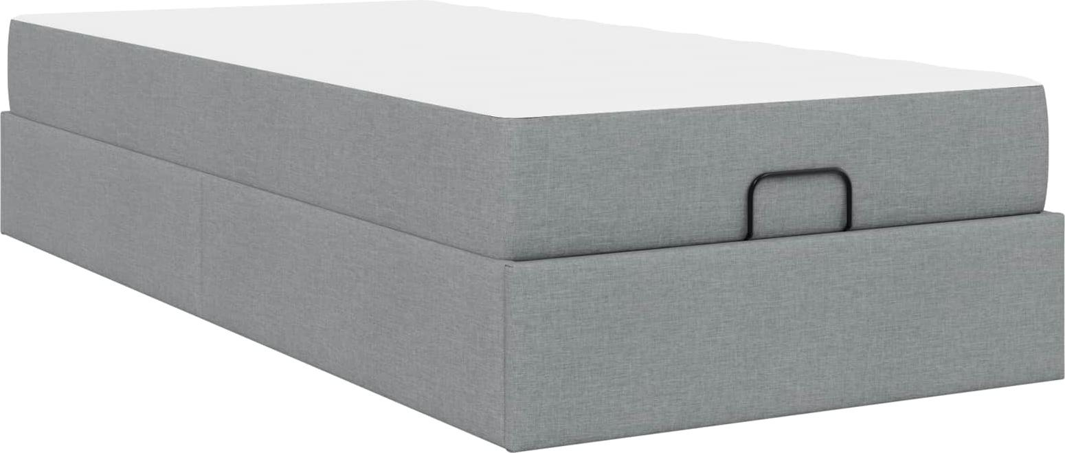 Bettgestell mit Matratze 2 pcs Hellgrau Stoff