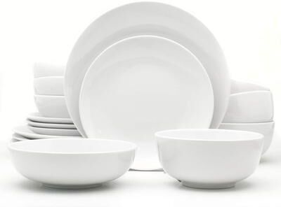 Euro Ceramica 16 Piece / 32 Piece White Essential Porcelain Dinnerware Set