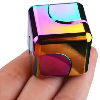 Handpicked Choices Alloy Cube Spinner Fidget Toy Portable Stress Relief For Adults, Office & Travel black With Bag