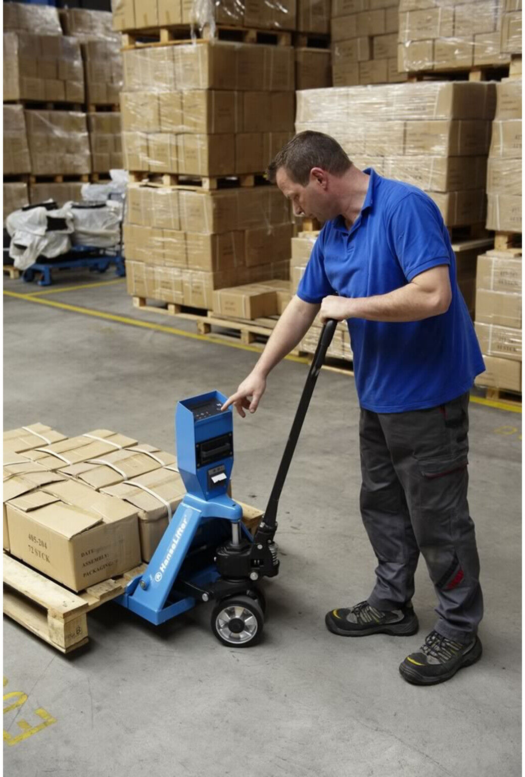 HanseLifter Waagehubwagen WHP-DM2000, Mehrbereichsanzeige, Drucker, Tragfähigkeit: 2.000 kg (GE0024311)