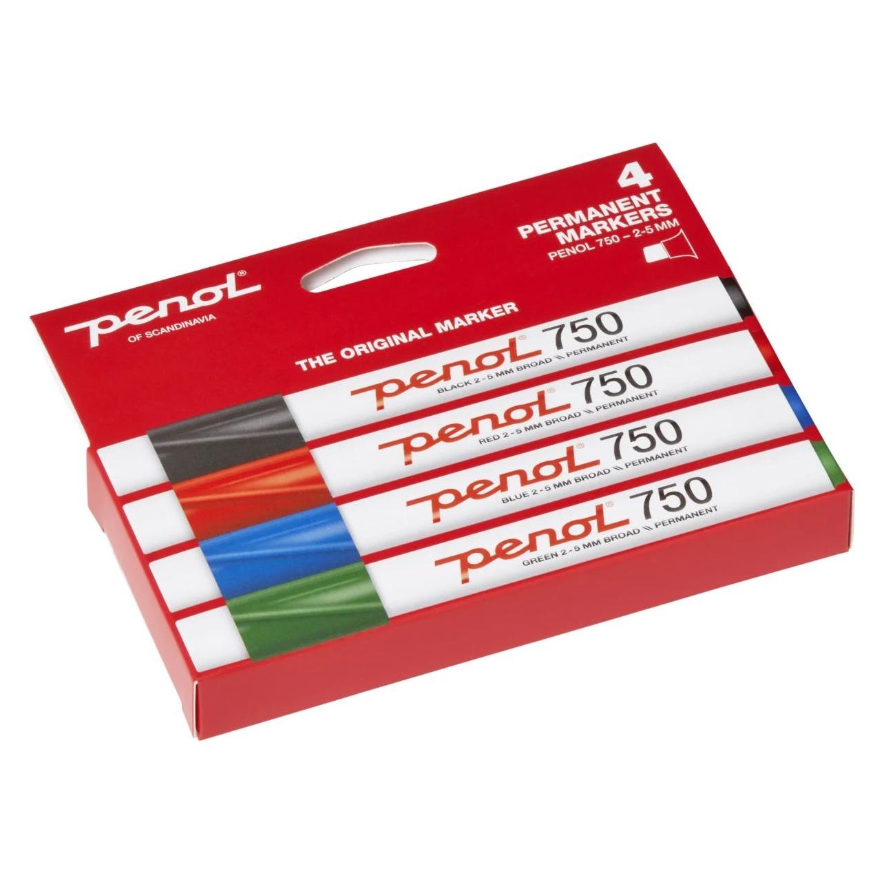 Penol Marker 750 permanent - med 4 stk. ass. farver (4x) (12813200)