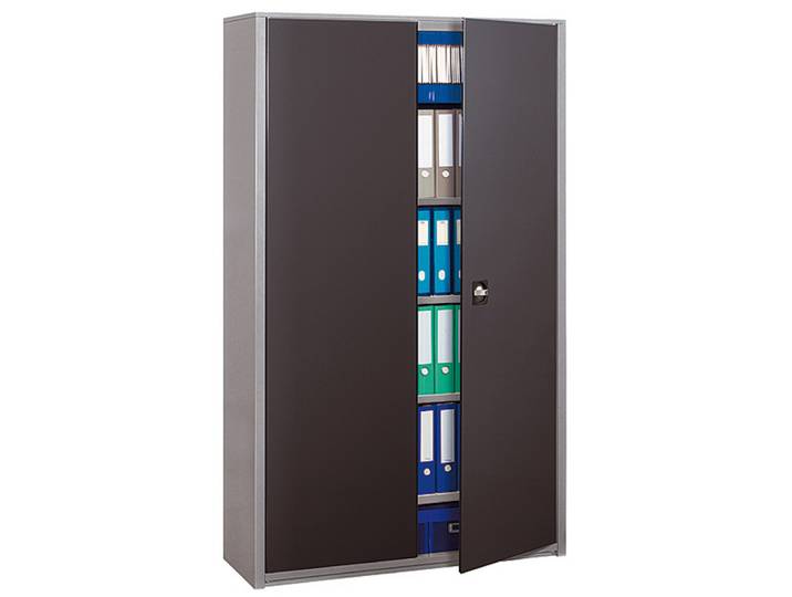 Armoire méta Maxi Classtout - A portes battantes H. 198 x L. 120 cm - corps Aluminium - portes Anthracite