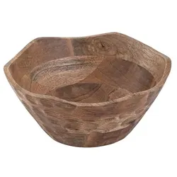 Amagohome Dekoschale Holzschale H6cm rund Origin schlicht Mangoholz massiv : ø 25 cm