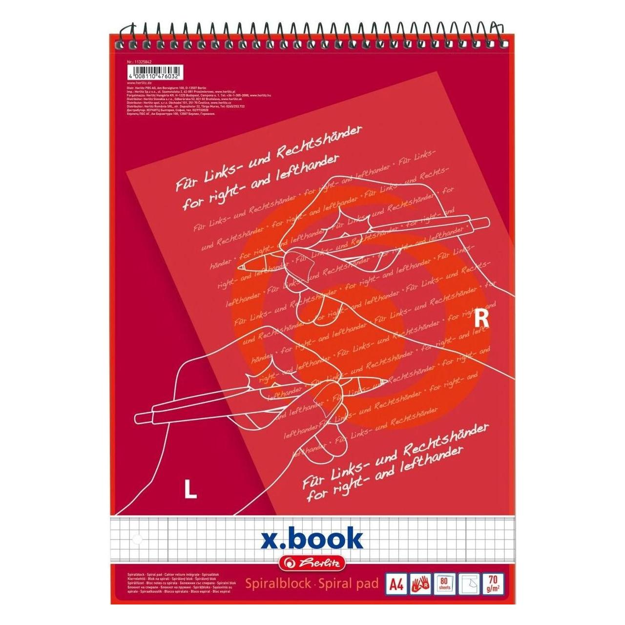 Herlitz Beidhänderblock A4 kariert Lineatur 28 (A4, Kariert, Kein Einband) (11325842)