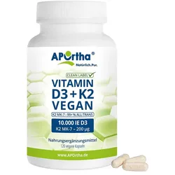 Veganes Vitamin D3 10.000 IE + K2 MK-7 Cyclo® 200 μg-Kapseln 120 St