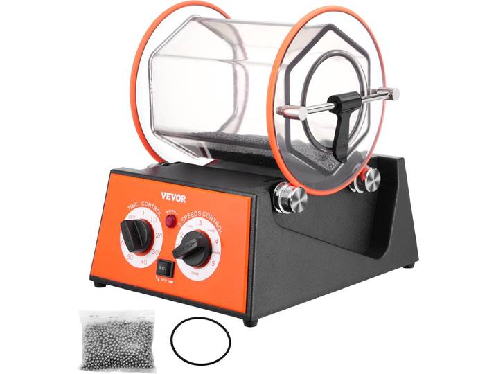 VEVOR Polijsttrommel Sieraden Polijstmachine 5kg Rotary Tumbler Oppervlakpolijstmachine 60W Sieraden Polijsten Rotary Tumbler Instelbare Tijd en Snelheid Polijstmachine Kogelmolen voor Goud Zilver etc