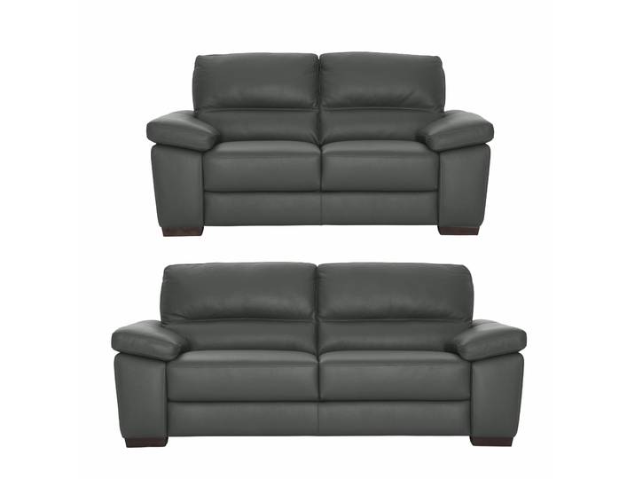 Polstergarnitur CALIA ITALIA Gaia, hochwertige Garnitur aus 2-Sitzer und 3-Sitzer, edles Design , grau, Leder BULL, Leder SORRENTO - 100% Leder;Leder BULL - 100% Leder, Sitzmöbel-Sets, Polstergarnitur, Ledergarnitur, in zwei hochwertigen Lederqualitäten